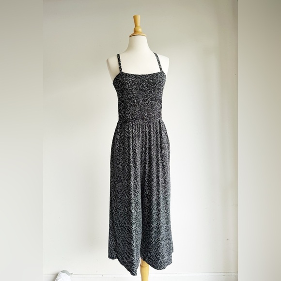 OLD NAVY Smocked Polka Dot Cropped Wide-Leg Jumpsuit Large - Picture 1 of 5